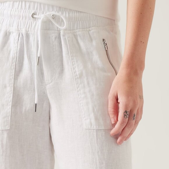 ATHLETA Cabo 100% LINEN PANTS Size 26 Pull on Wide Leg White Zip Pockets NEW - Picture 4 of 9